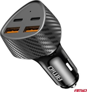 Ładowarka samochodowa 50W 2x USB-A + 2x USB-C AMIO-04284 5