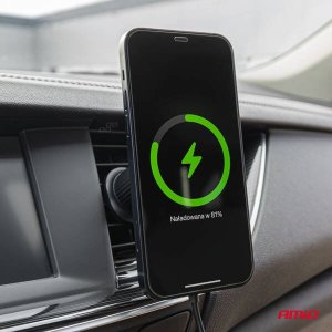 AMiO Uchwyt samochodowy na telefon do kratki i na kokpit z szybką ładowarkę indukcyjną Qi2 15W AMIO-04179 12