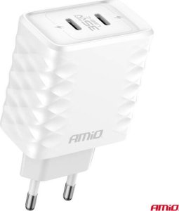 Ładowarka sieciowa Quick Charge 35W 2x USB-C 100-240V AMIO-04288 2