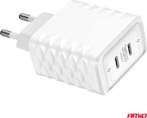 Ładowarka sieciowa Quick Charge 35W 2x USB-C 100-240V AMIO-04288 3