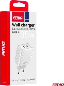Ładowarka sieciowa Quick Charge 35W 2x USB-C 100-240V AMIO-04288 4