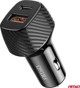 Ładowarka samochodowa QC+PD 20W USB-A + USB-C AMIO-04282 4