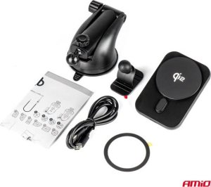 AMiO Uchwyt samochodowy na telefon szybę i kokpit z szybką ładowarkę indukcyjną Qi2 15W AMIO-04181 11