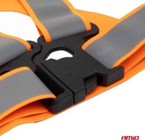 Szelki odblaskowe pomarańczowe kamizelka drogowa odblaskowa AMIO-03939 3