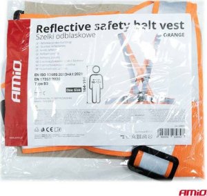 Szelki odblaskowe pomarańczowe kamizelka drogowa odblaskowa AMIO-03939 5