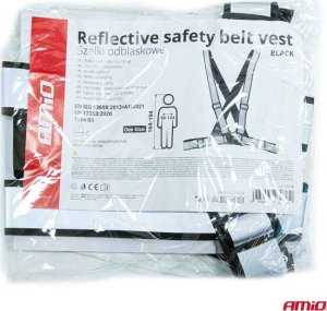 Szelki odblaskowe czarne kamizelka drogowa odblaskowa AMIO-03938 5