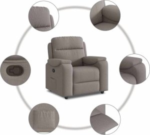 vidaXL Fotel rozkładany, kolor taupe, obity tkaniną 7