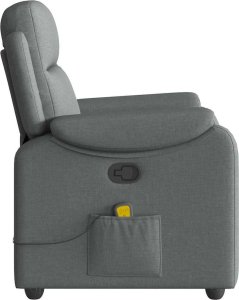 vidaXL Rozkładany fotel masujący, ciemnoszary, obity tkaniną 4