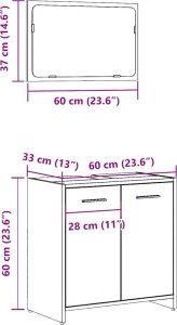 vidaXL Szafka łazienkowa z lustrem, szarość betonu 10