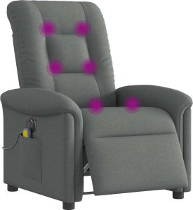 vidaXL Rozkładany fotel masujący, elektryczny, ciemnoszary, tkanina 3