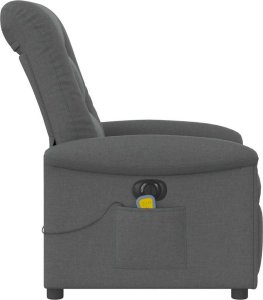 vidaXL Rozkładany fotel masujący, elektryczny, ciemnoszary, tkanina 6