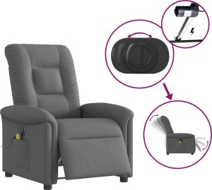vidaXL Rozkładany fotel masujący, elektryczny, ciemnoszary, tkanina 9