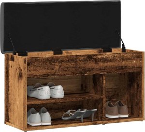 vidaXL Ławka ze schowkiem na buty, stare drewno, 82x32x45,5 cm 3