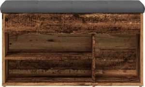 vidaXL Ławka ze schowkiem na buty, stare drewno, 82x32x45,5 cm 4