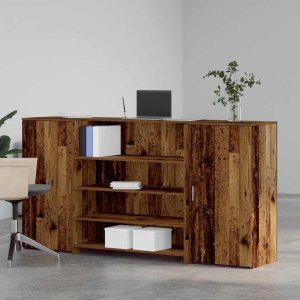 vidaXL Biurko recepcyjne Stare drewno 200x50x103,5 cm Drewno klejone 3