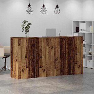 vidaXL Biurko recepcyjne Stare drewno 200x50x103,5 cm Drewno klejone 4