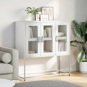 vidaXL Szafka, biała, 100,5x39x107 cm, stal walcowana na zimno 4