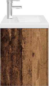 vidaXL Szafka pod umywalkę z wbudowaną umywalką i baterią Stare drewno 7