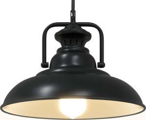 vidaXL Lampa wisząca E27 Czarna  31 cm Żelazo 5
