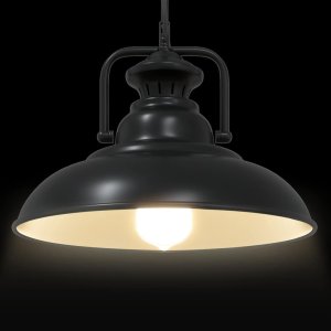 vidaXL Lampa wisząca E27 Czarna  31 cm Żelazo 6