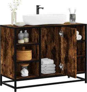 vidaXL Szafka pod umywalkę przydymiony dąb, 80x33x60 cm 1