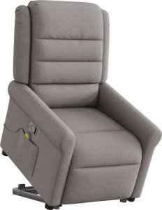 vidaXL Podnoszony fotel masujący, rozkładany, kolor taupe, tkanina 3