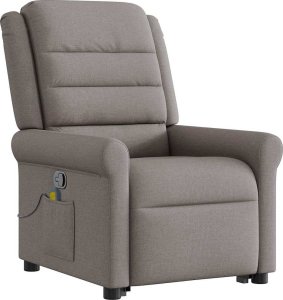 vidaXL Podnoszony fotel masujący, rozkładany, kolor taupe, tkanina 5