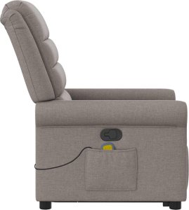 vidaXL Podnoszony fotel masujący, rozkładany, kolor taupe, tkanina 7
