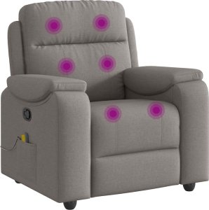 vidaXL Rozkładany fotel masujący, taupe, obity tkaniną 6