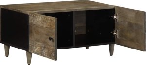 vidaXL Stolik kawowy Jasnoszary 80x50x40 cm Drewno lite Mango 3