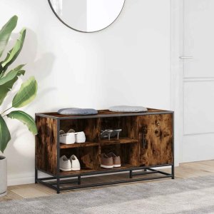 vidaXL Ławka z miejscem na buty, przydymiony dąb, 100x40x53,5 cm 3