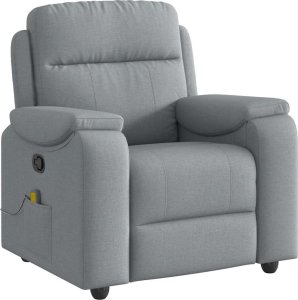 vidaXL Rozkładany fotel masujący, jasnoszary, obity tkaniną 2