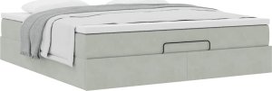 vidaXL vidaXL Rama łóżka otomana z materacem, szara, 180x200 cm, aksamit 4