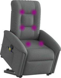 vidaXL Podnoszony fotel masujący, rozkładany, ciemnoszary, tkanina 2
