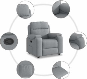 vidaXL Fotel rozkładany, jasnoszary, tapicerowany tkaniną 7