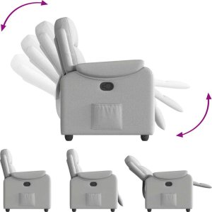 vidaXL Fotel rozkładany, szary, obity tkaniną 6