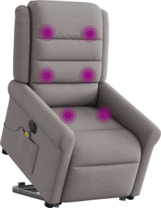 vidaXL Podnoszony fotel masujący, elektryczny, rozkładany, kolor taupe 2