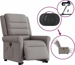 vidaXL Podnoszony fotel masujący, elektryczny, rozkładany, kolor taupe 10