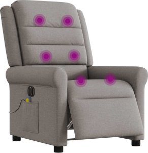 vidaXL Rozkładany fotel masujący, elektryczny, kolor taupe, tkanina 2