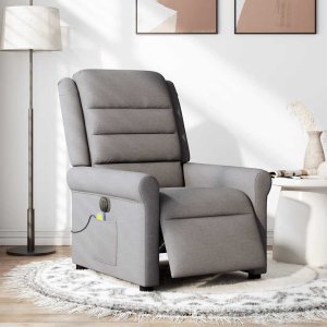 vidaXL Rozkładany fotel masujący, elektryczny, kolor taupe, tkanina 3