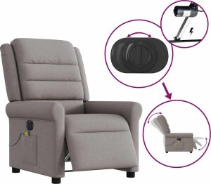 vidaXL Rozkładany fotel masujący, elektryczny, kolor taupe, tkanina 9
