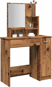 vidaXL Toaletka z lustrem Stare drewno 86,5x35x136 cm 1