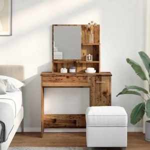 vidaXL Toaletka z lustrem Stare drewno 86,5x35x136 cm 3