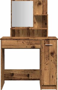 vidaXL Toaletka z lustrem Stare drewno 86,5x35x136 cm 4