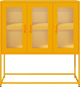 vidaXL Szafka, musztardowa, 100,5x39x107 cm, stal walcowana na zimno 5