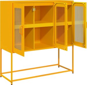 vidaXL Szafka, musztardowa, 100,5x39x107 cm, stal walcowana na zimno 6