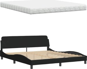 vidaXL vidaXL Łóżko z materacem, czarne, 180x200 cm, tkanina 8