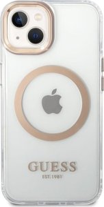Guess Guess GUHMP15MHTRMD iPhone 15 Plus / 14 Plus 6.7" złoty/gold hard case Metal Outline Magsafe 3