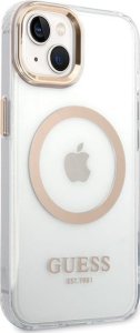 Guess Guess GUHMP15MHTRMD iPhone 15 Plus / 14 Plus 6.7" złoty/gold hard case Metal Outline Magsafe 4