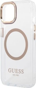 Guess Guess GUHMP15MHTRMD iPhone 15 Plus / 14 Plus 6.7" złoty/gold hard case Metal Outline Magsafe 6